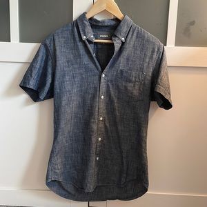 Bonobos mens slim fit chambray denim short sleeve Oxford, medium
